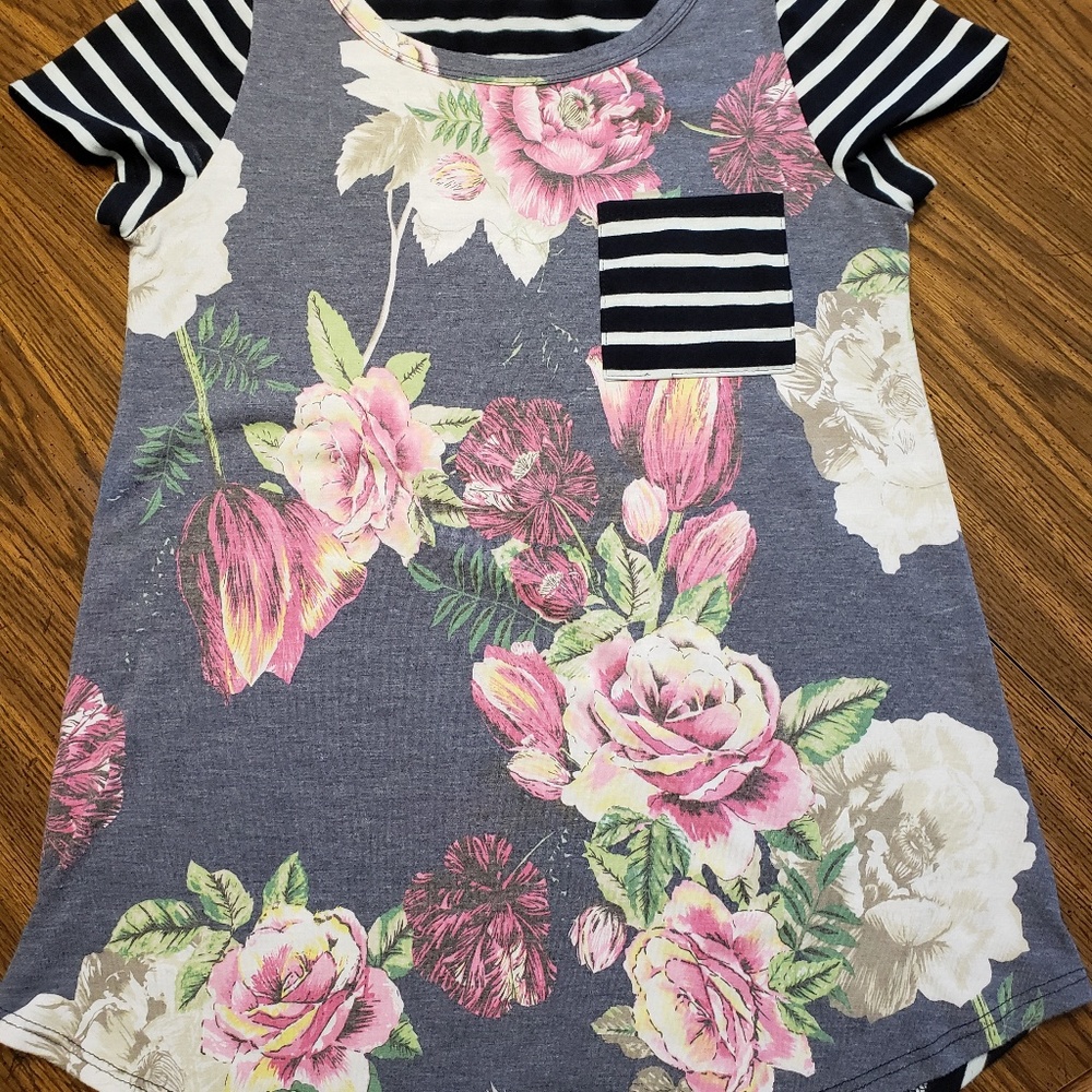 Floral and Stripe printed boutique shirt